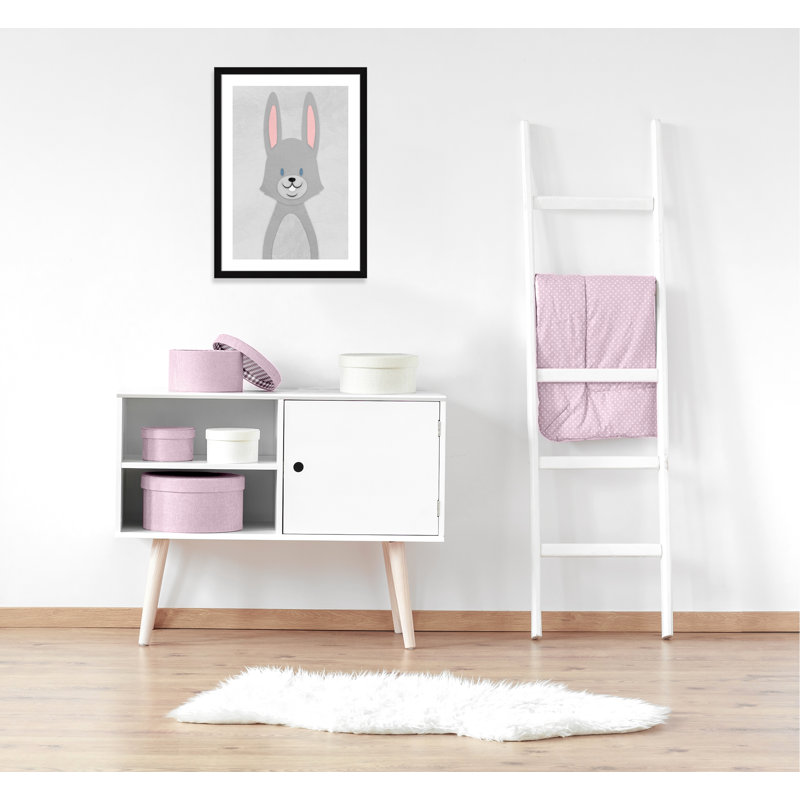 Art de lapin joyeux, H 34,5 po x l 24,5 po x P 0,6 po, Encadré plat noir