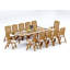 12 Seats 13 Pcs Grade-A Teak Wood Dining Set: 118" Double Extension Oval Table And 12 Marley Folding Reclining Arm Chairs #11MR2612-1245113462