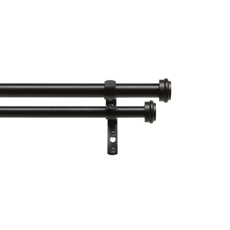 Ensemble de tringle à rideaux double avec fleuron Cheviot Exclusive Home, Bronze mat, 66" - 120"