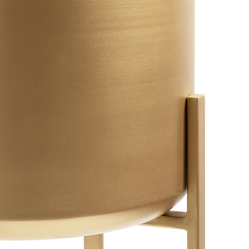 Ardeth Tess Metal Pot Planter (Set of 2), Satin Gold