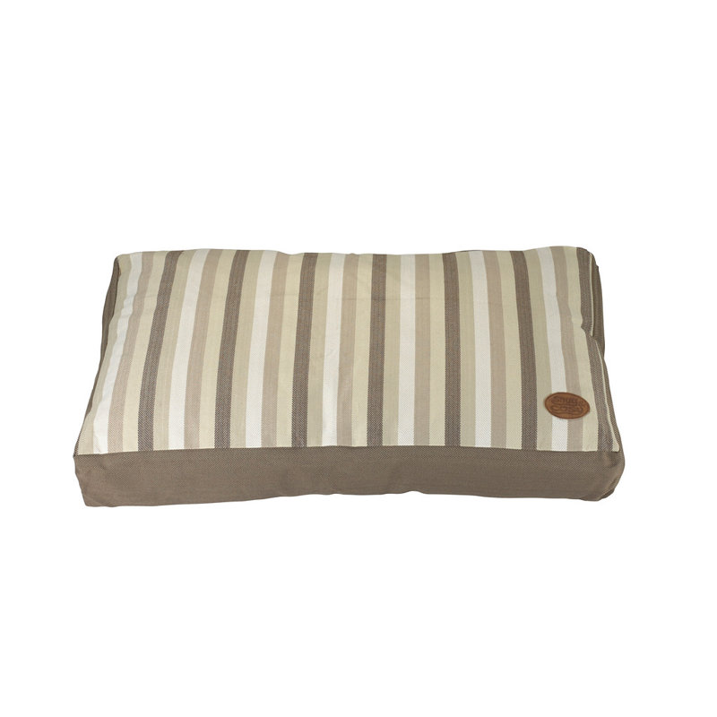 Striped Polyester Pet Bed, Brown, 12cm H x 60cm W x 90cm D