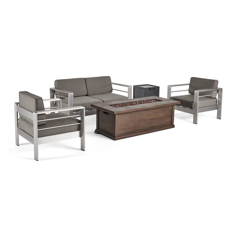 Caggiano 4 - Person Patio Conversation Set with Cushions, Brown