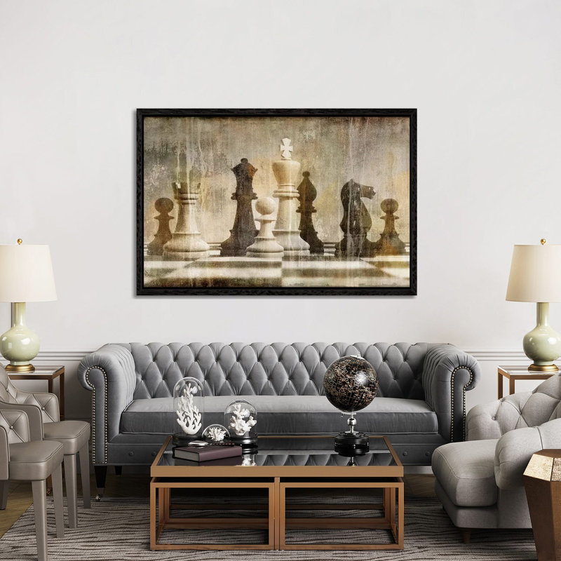 Chess by Russell Brennan - Print on Canvas, 101.6 cm H x 66.04 cm W, Black Floater Framed