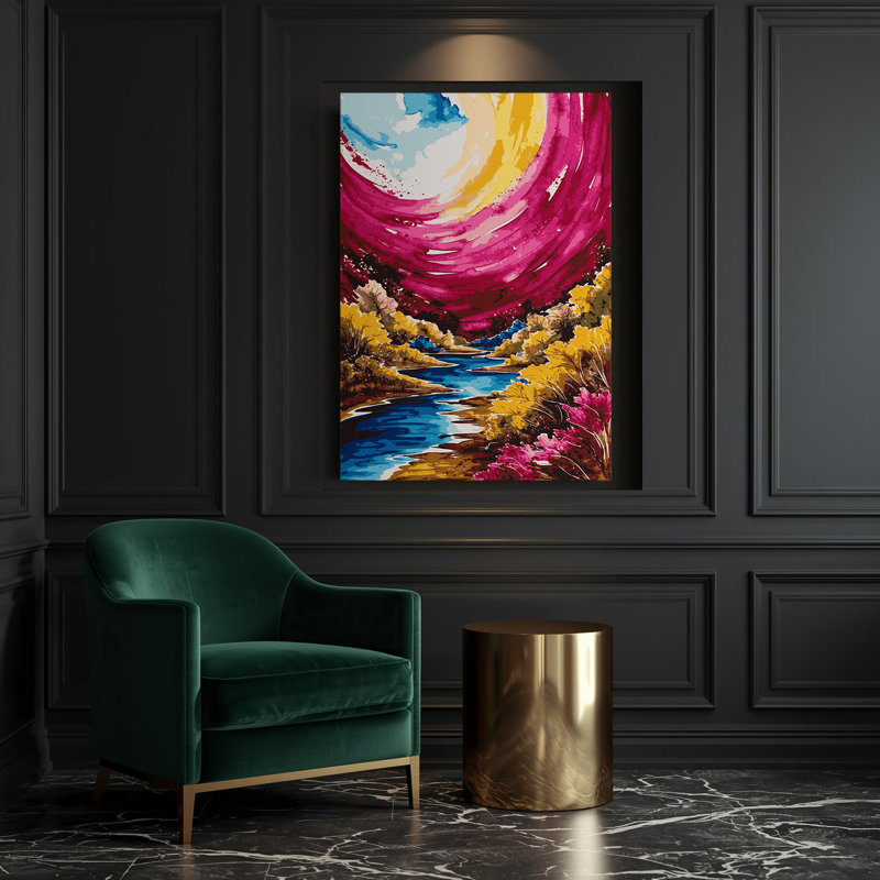 «Watercolor Landscape 97», art mural sur toile mauve, H 20 po x l 24 po