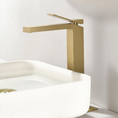 Robinet de lavabo vasque à poignée simple en laiton massif 12 "avec ensemble de drain et plaque de pont