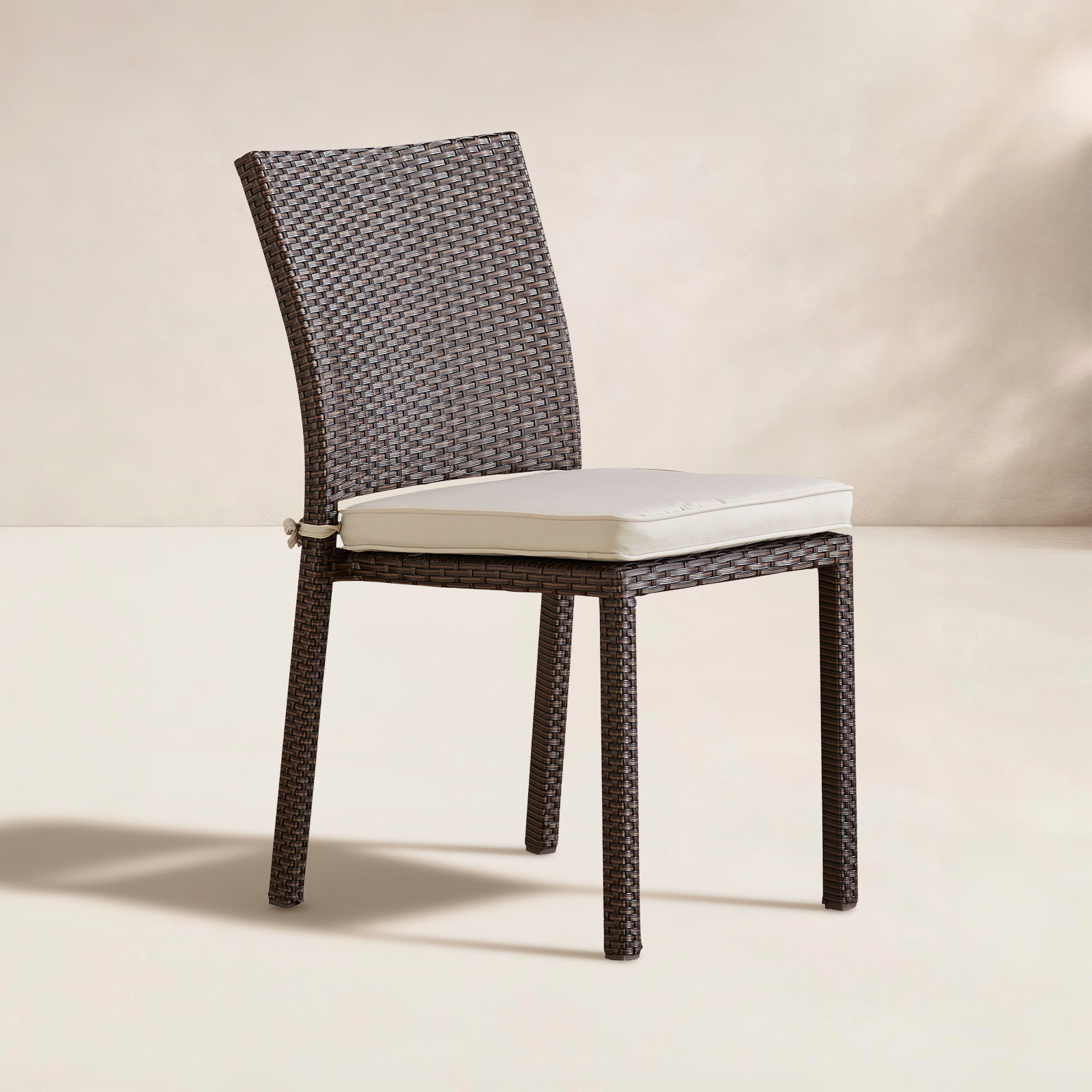 Alyisa Stackable Aluminum Patio Dining Chair, White Performance, Brown