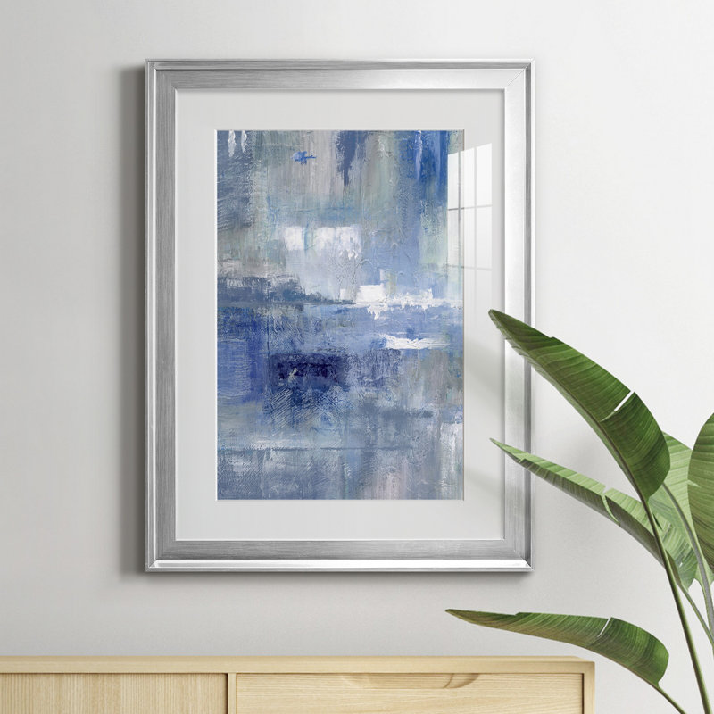 " Bay View Indigo " Painting Print, 22.5" H x 30.5" W x 1.5" D, Silver