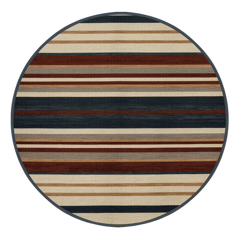 Washable Canyon Striped Area Rug, Round 4'