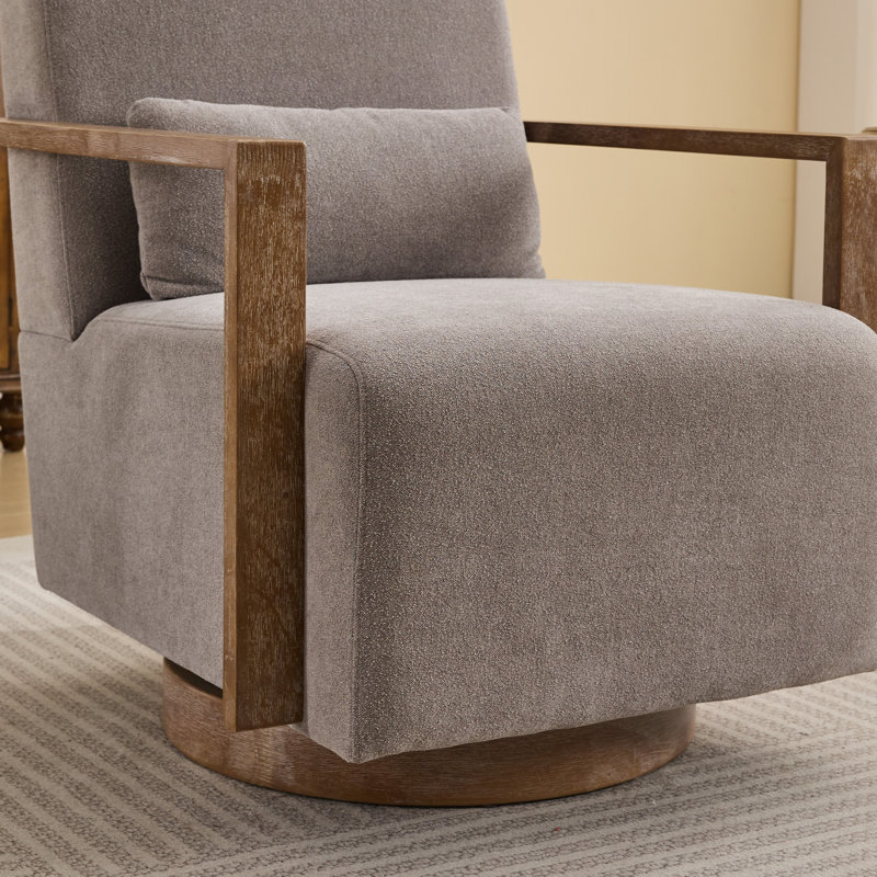 Ensemble de 2 fauteuils pivotants rembourrés Alfe, Polyester gris