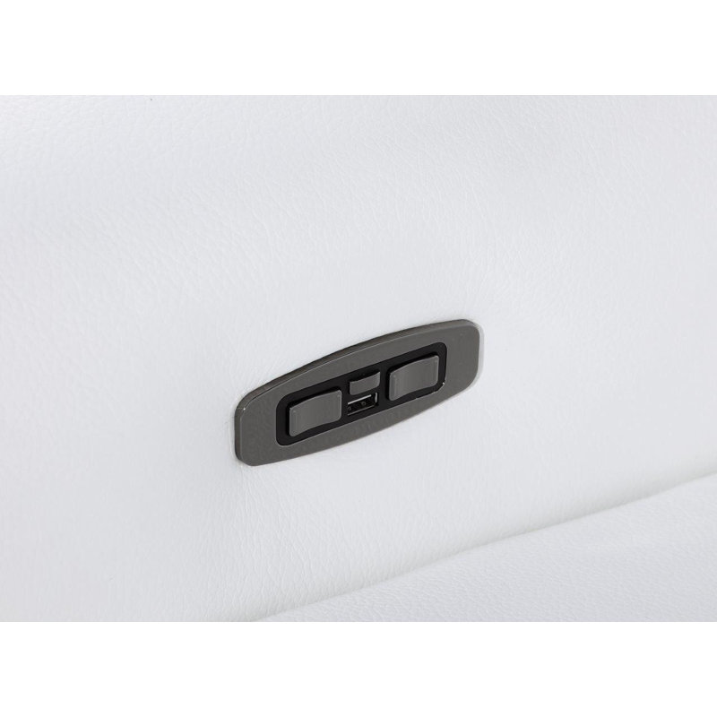 Canapé modulaire en L 7 pièces en cuir blanc italien avec console