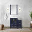 Bleu marine 36 po Large meuble-lavabo simple avec armoire latérale, robinet et teinture - Cinq tiroirs supérieurs, surface intérieure