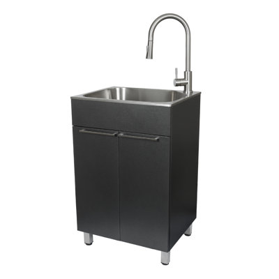 Évier à lessive compact tout-en-un L 22 po x l 18 po avec robinet
