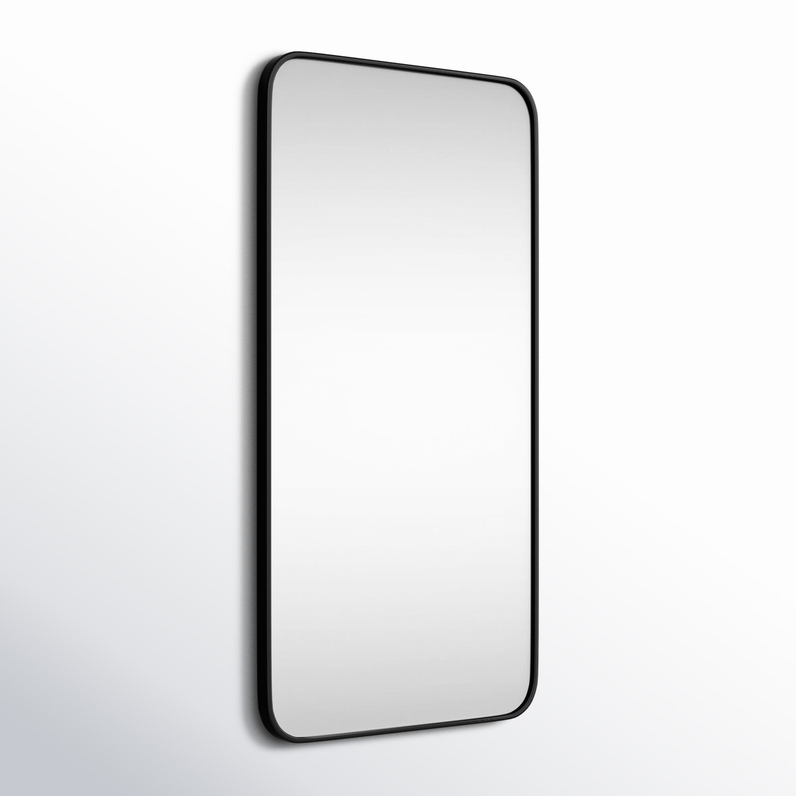 Sabine Metal Rounded Rectangle Wall Mirror, Black, 36" x 18"