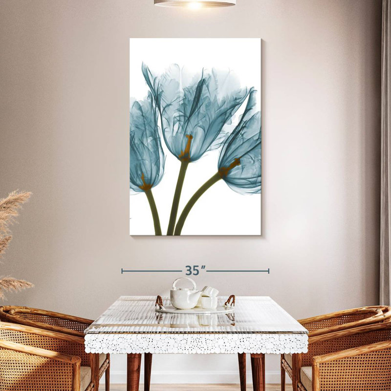 Radiographie des tulipes bleues Harnek, H 48 po x l 32 po