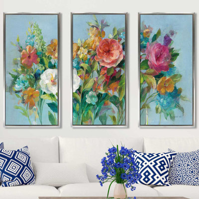 «Country Florals», reproduction sur toile flottante 3 pièces