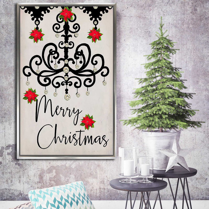 Lustre, Merry Christmas (vertical) par By Jodi - impression, H 63,5 po x l 39,5 po x P 2 po, Cadre flottant argent