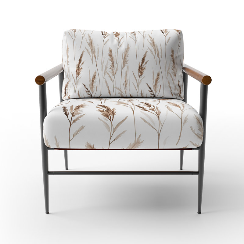 Chaise rembourrée Coastal, Bras ronds bruns