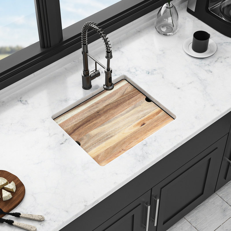 Black 21X18" Workstation Kitchen Sink Undermount, Fine - Grade Quartz Composite, Thick Strong And Quiet With Vibration Elimination, Non Scratch Hard Surface, Rounded Corners For Easy Wipe Down,