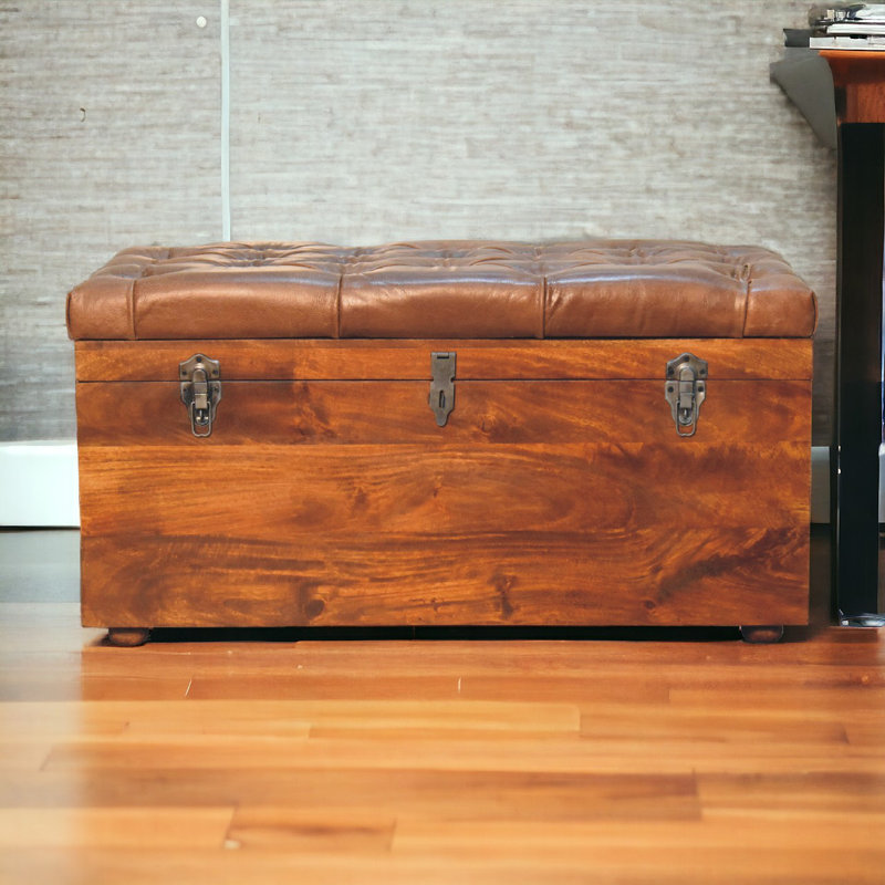 Haania Solid Wood Blanket Chest, Chestnut