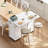 Rolling Wood Kitchen Island With Faux Marble, Storage Cart With Drop Leaf & Power Outlet For Kitchen, Dining Room-1731217197