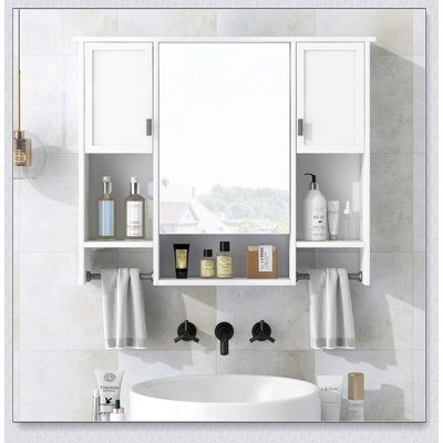 Bathroom Wall Cabinet With Double Mirror Doors And Shelves For Modern Storage And Convenience