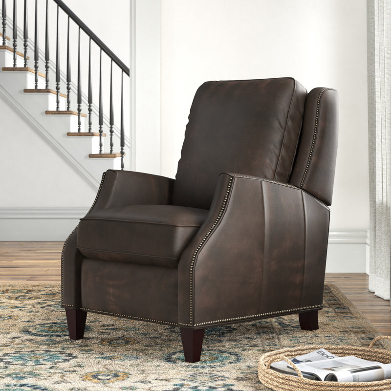 Chantey Recliner, Slate Gray Genuine Leather
