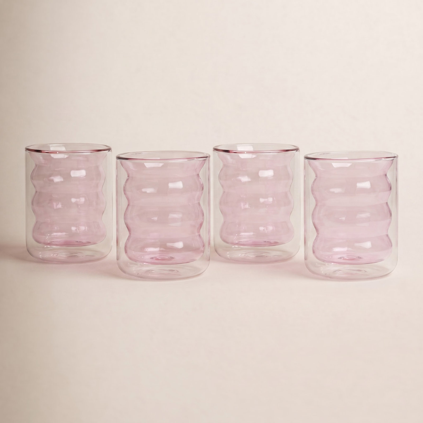 Vigo Ribbed Drinking Glass, Blush