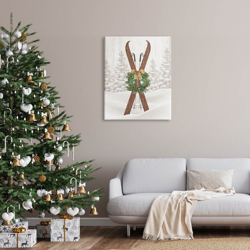 «Winter Skis Holiday Wreath» par Jennifer Pugh, H 40 po x l 30 po x P 1,5 po