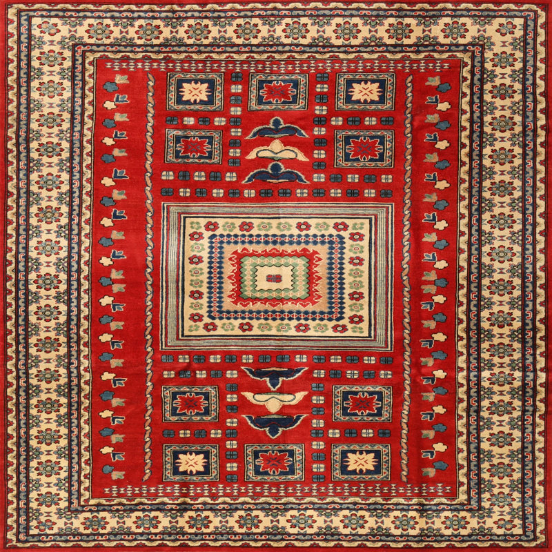 Tapis rouge à motif sud-ouest, Rond 5 pi