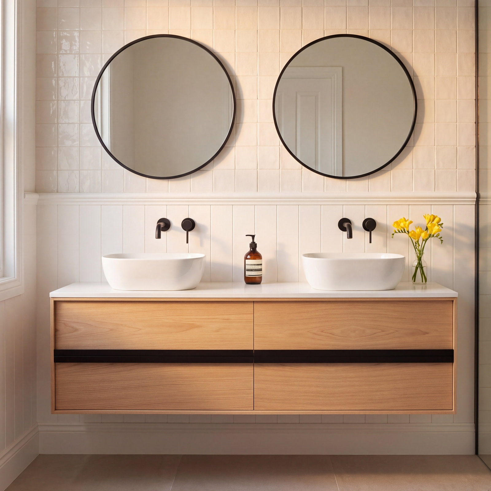 Sintra 72" Cedar Double Bathroom Vanity, Gloss White, Whitewash