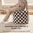 Marta 20" Brown Checkered Upholstered Pouf Ottoman-117292683