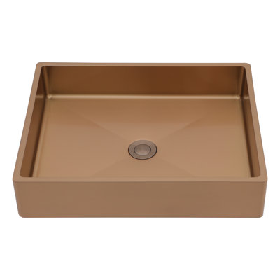 19'' L X 15" W Stainless Steel Rectangular Bathroom Sink Above Couter Art Basin with Pop Up Drain