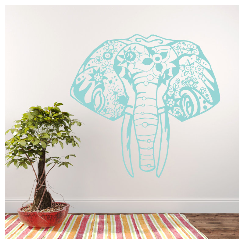 Décalcomanie murale éléphant yoga Litton, Menthe