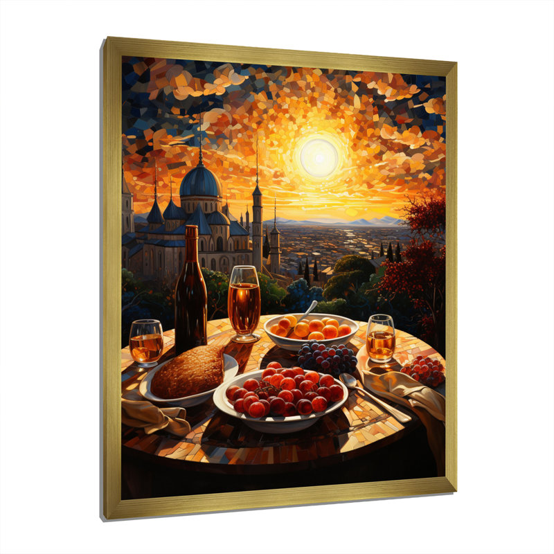 Food Wine Eucharist Evening - Food & Beverage Wall Art Living Room, H 32 po x l 24 po x P 1 po, Encadrement doré