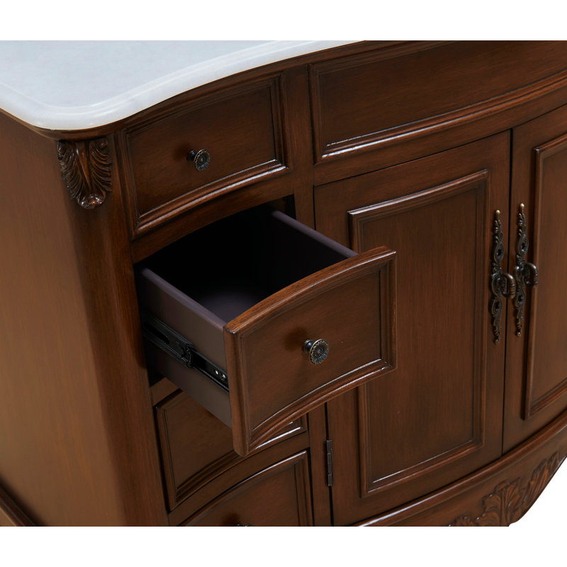 Ensemble de meuble-lavabo simple 48 po Mannie, Brun, Blanc ivoire