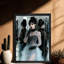«Black», encadré noir, rétro, gothique romantique, dames et crâne, art mural, impressions de style rétro-2087298097