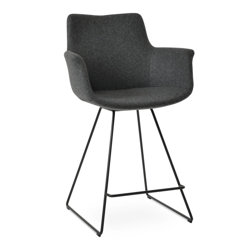 Tabouret Bottega, Tabouret de bar (siège d'une hauteur de 29 po), Noir, Gris foncé