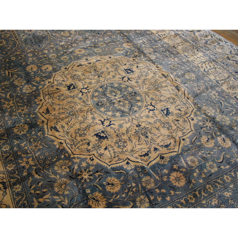 Antique Large Indian Floral Medallion Hand Knotted Pile Rug