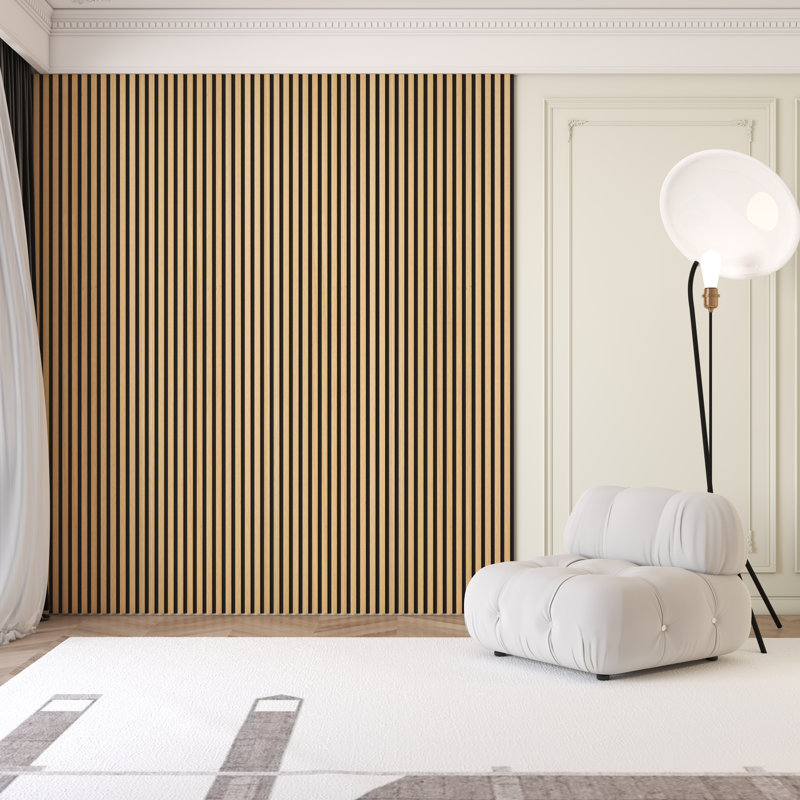 106" x 12.6" Acoustic Wood Wall Paneling, Decorative Soundproof Panels for Walls and Ceilings, 3D Slat Wood Wall Panels
