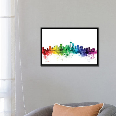 «Rainbow Skyline Series: Seattle, Washington, USA», reproduction d'art sur toile tendue