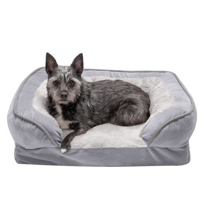 Jumbo Granite Gray Orthopedic Faux Fur Pet Sofa Bed