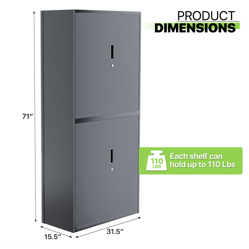 Metal Storage Cabinets With Lock, Gray