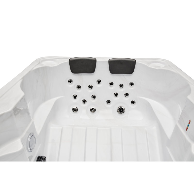 Gray Acrylic 4-Person Rectangle Hot Tub with 39 Jets