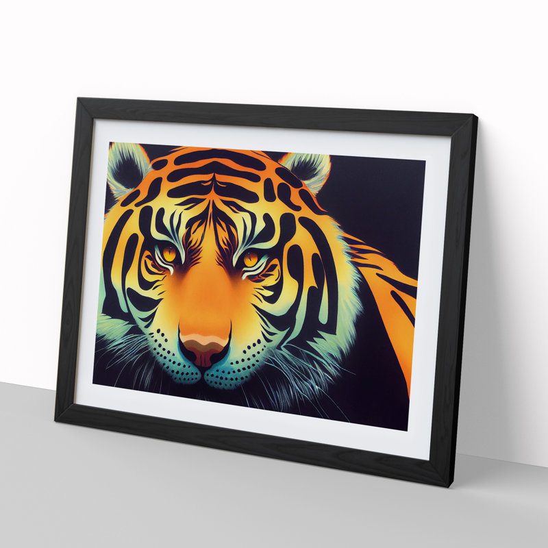 Interesting Tiger - Framed Print, Black, 46cm H x 64cm W x 2cm D