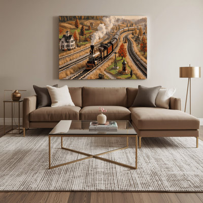 Transportation Model train set illustrations Brown Canvas Wall Art