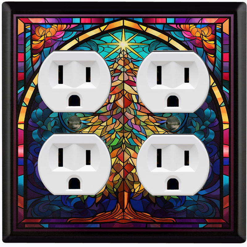 Christmas Festive Tree Lights 2 - Gang Toggle Light Switch Standard Wall Plate