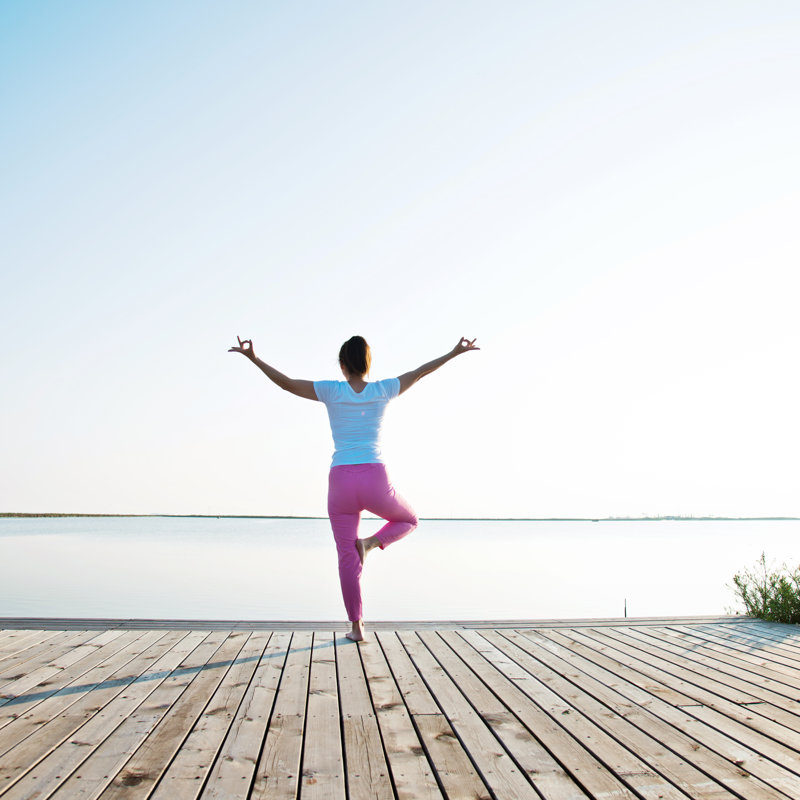 Lakeside meditation Wall Art on Canvas, 51cm H x 51cm W