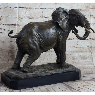 Sculpture en bronze Zhazira Massive Happy Elephant Indian Sign of Good Luck and Fortune