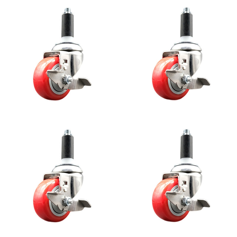 Roulettes pivotantes en poly, gris