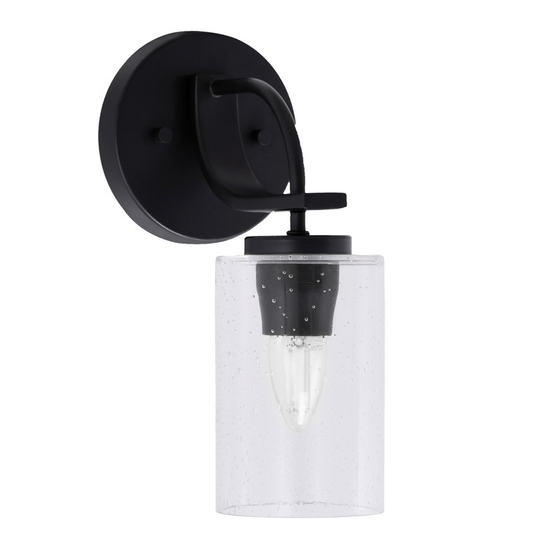 Cavella Wall Sconce Shown In Matte Black Finish With 4" Glass, Gray